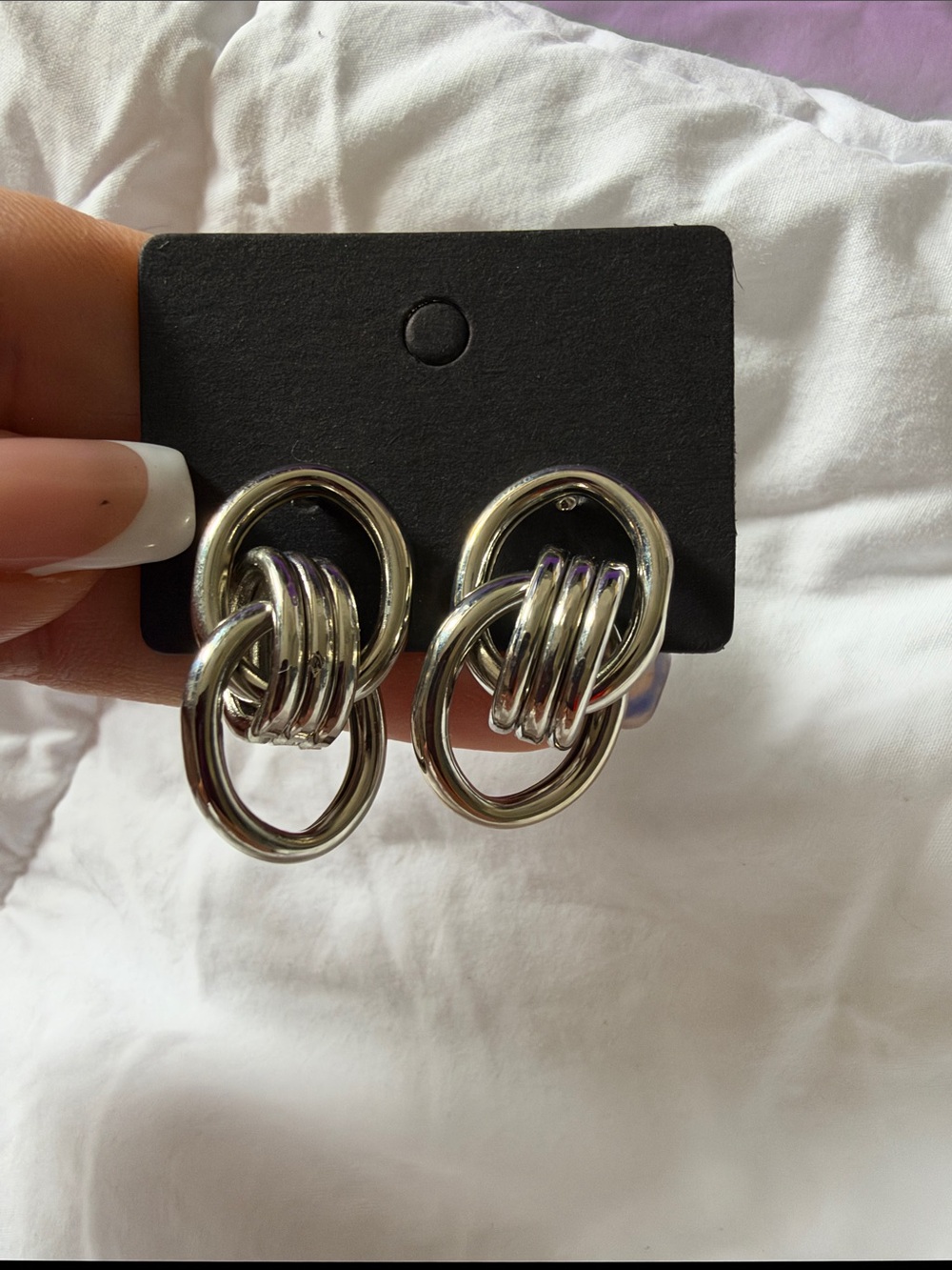 Silver Interlinked Hoop Statement Earrings - Women Jewelry